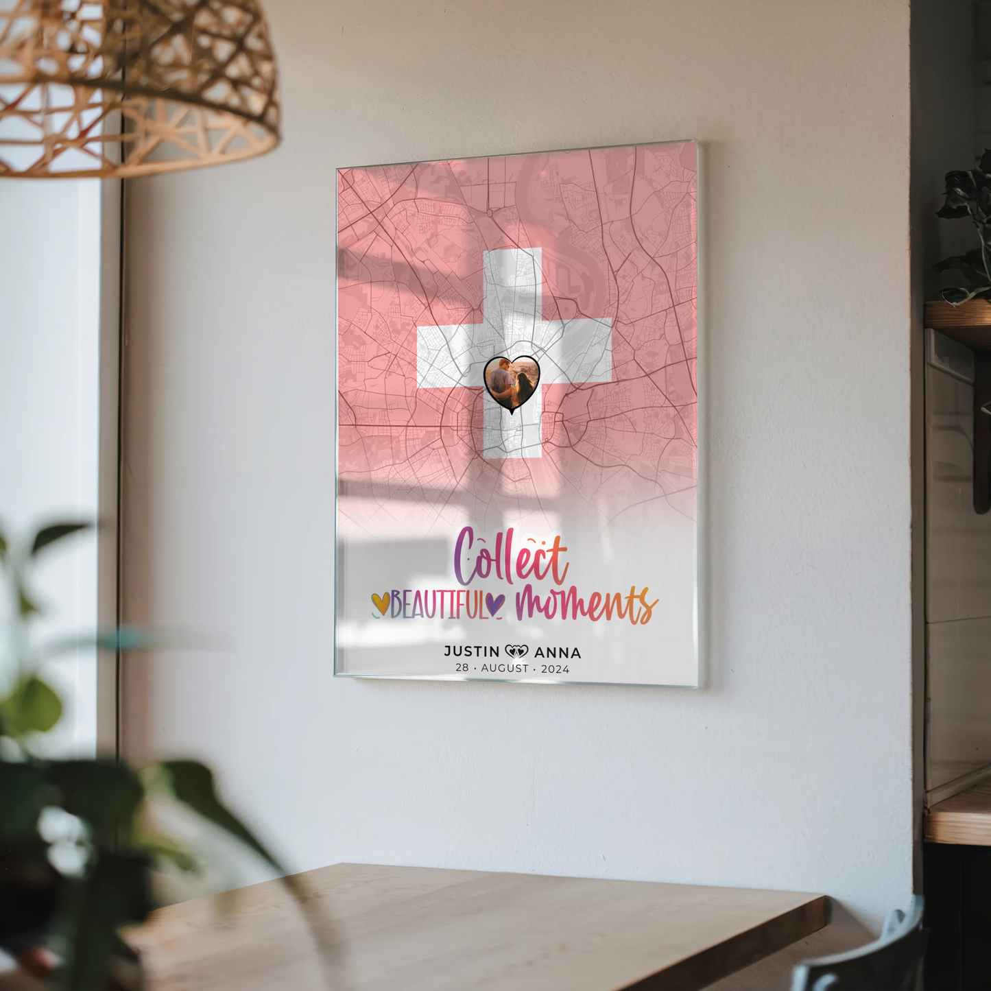 Personalisiertes Acrylglas Bild Paare Stadtkarte Schweiz Collect Beautyful Moments