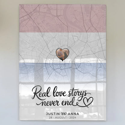Personalisiertes Acrylglas Bild Paare Stadtkarte Niederlande Real Love Storys