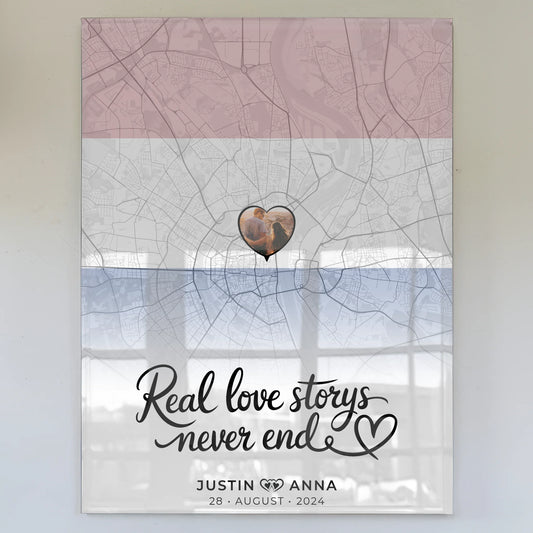 Personalisiertes Acrylglas Bild Paare Stadtkarte Niederlande Real Love Storys