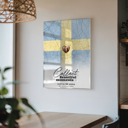 Personalisiertes Acrylglas Bild Paare Stadtkarte Schweden Foto