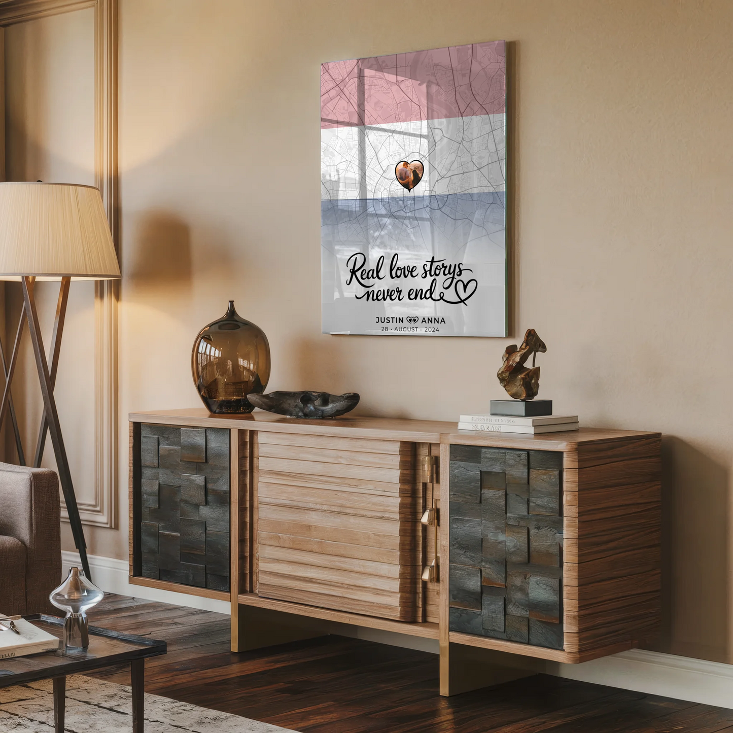 Personalisiertes Acrylglas Bild Paare Stadtkarte Niederlande Real Love Storys