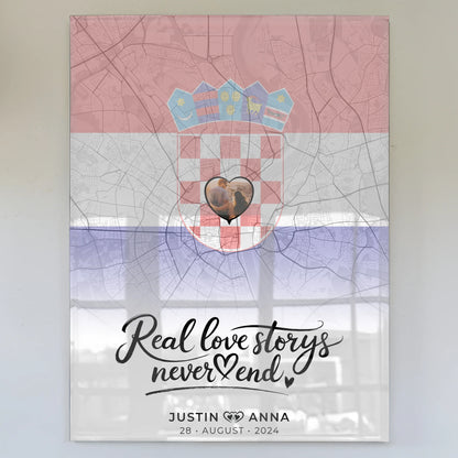 Personalisiertes Acrylglas Bild Paare Stadtkarte Kroatien Erinnerung