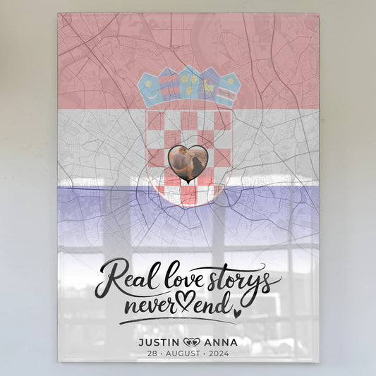 Personalisiertes Acrylglas Bild Paare Stadtkarte Kroatien Erinnerung