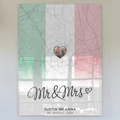 Personalisiertes Acrylglas Bild Paare Stadtkarte Italien Mr & Mrs