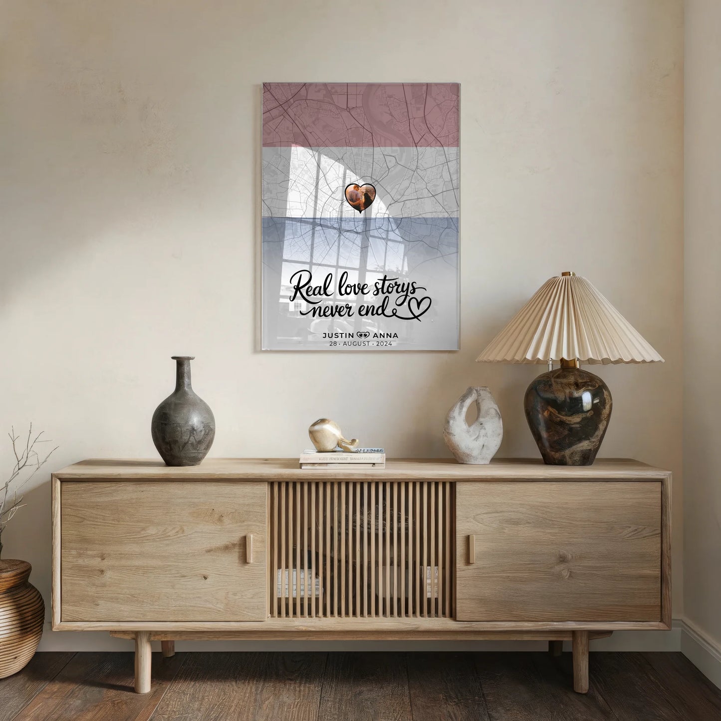 Personalisiertes Acrylglas Bild Paare Stadtkarte Niederlande Real Love Storys