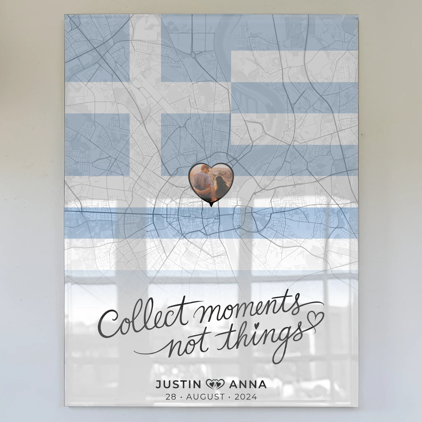 Personalisiertes Acrylglas Bild Paare Stadtkarte Griechenland Foto Map Marker