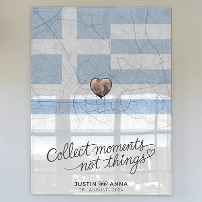 Personalisiertes Acrylglas Bild Paare Stadtkarte Griechenland Foto Map Marker