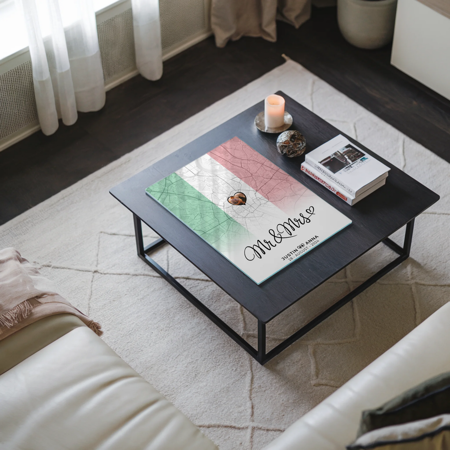 Personalisiertes Acrylglas Bild Paare Stadtkarte Italien Mr & Mrs