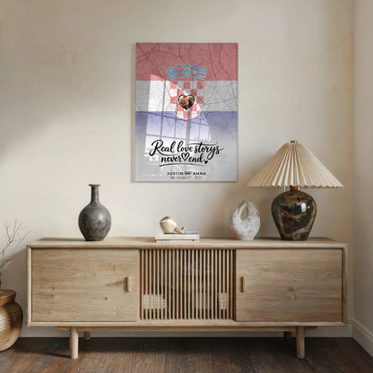 Personalisiertes Acrylglas Bild Paare Stadtkarte Kroatien Erinnerung