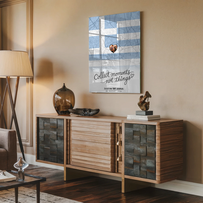 Personalisiertes Acrylglas Bild Paare Stadtkarte Griechenland Foto Map Marker