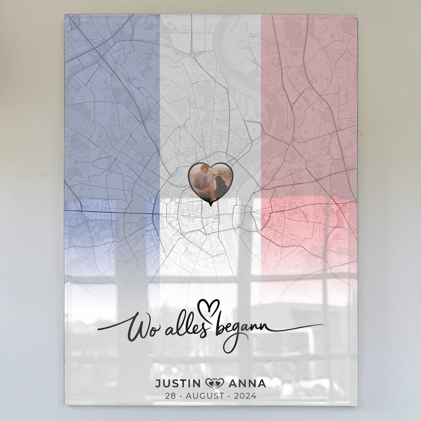 Personalisiertes Acrylglas Bild Stadtkarte Frankreich Wo Alles Begann