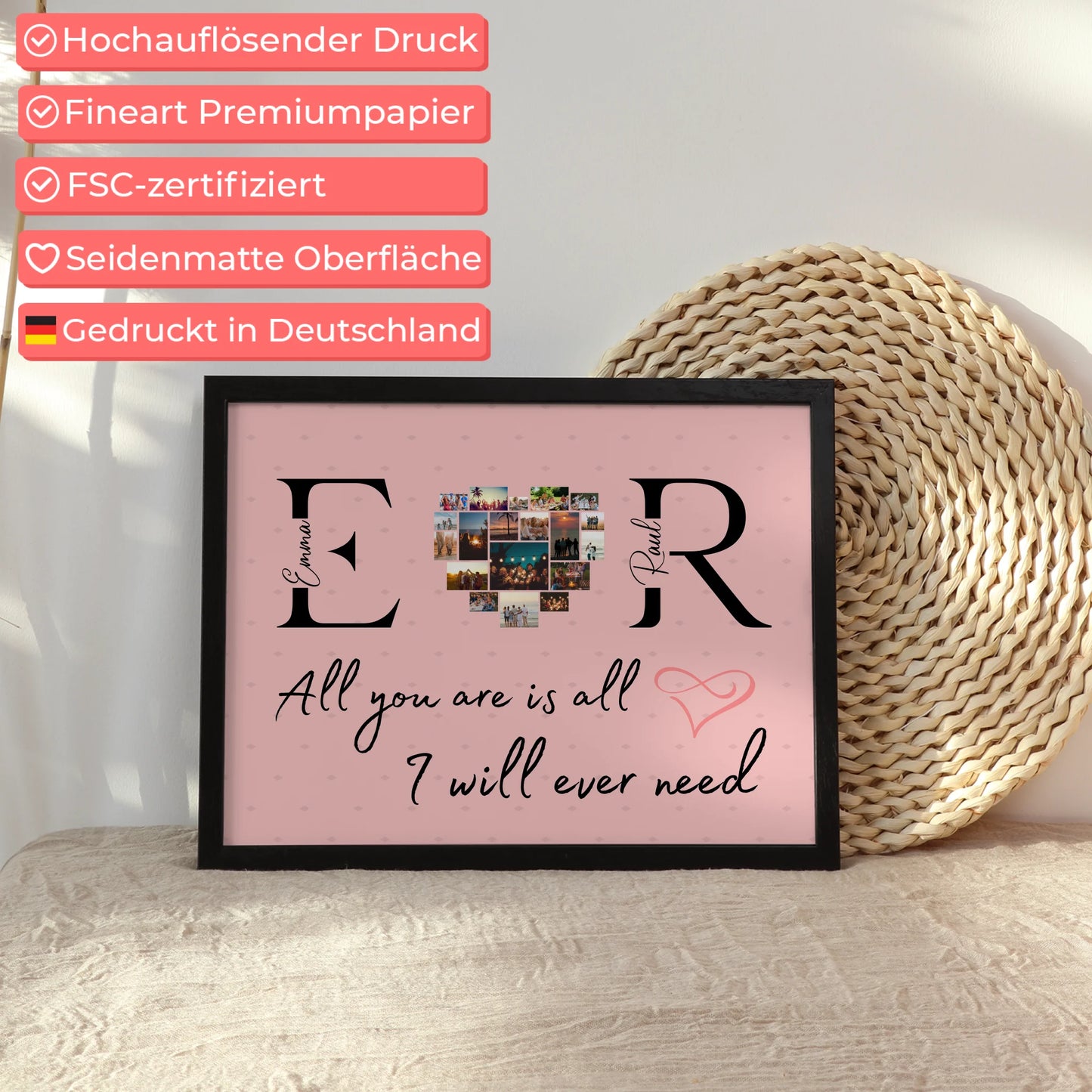 Liebesposter für Dein Schatz Mit Initialien Namen und Fotos All You Are Is All I Will Ever Need