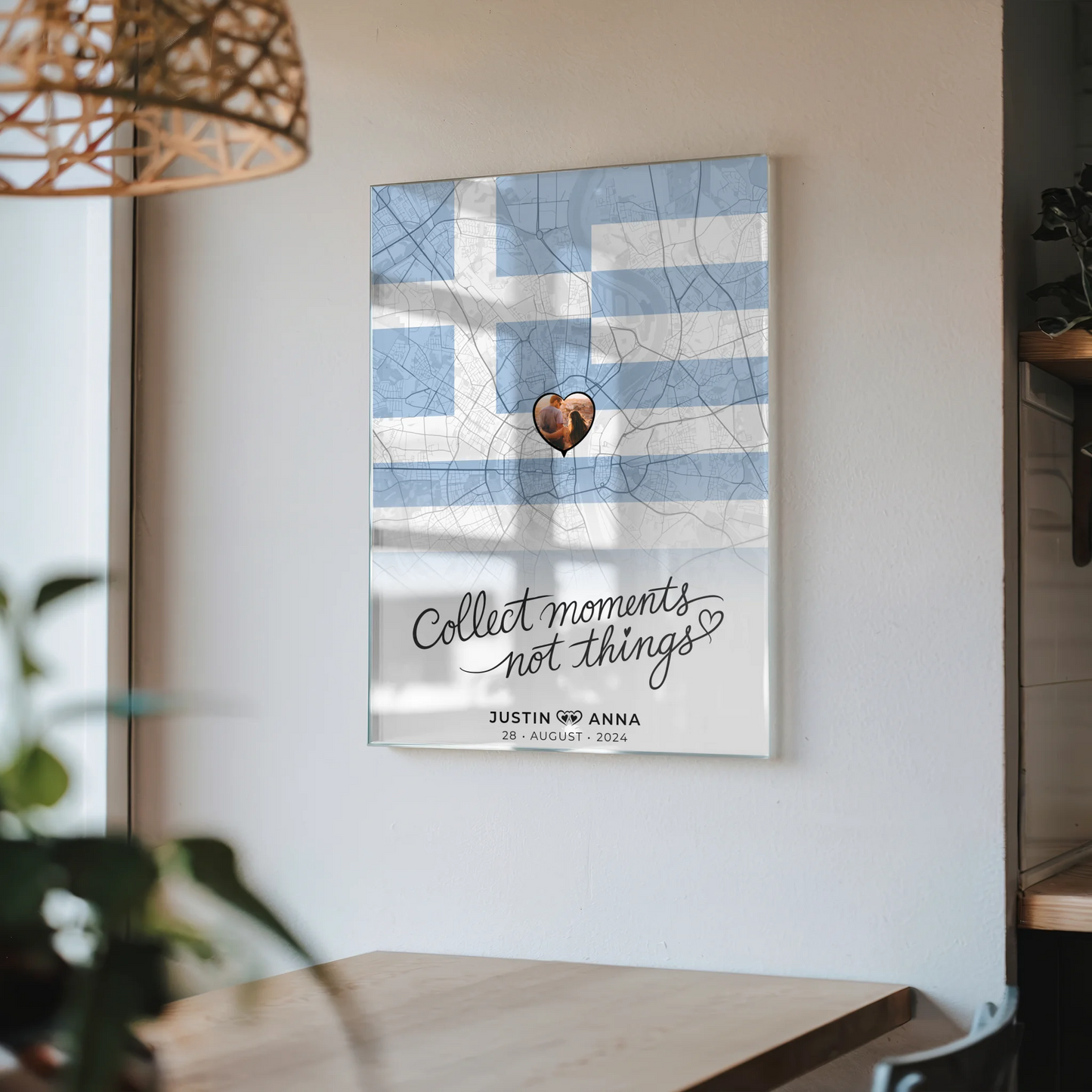 Personalisiertes Acrylglas Bild Paare Stadtkarte Griechenland Foto Map Marker