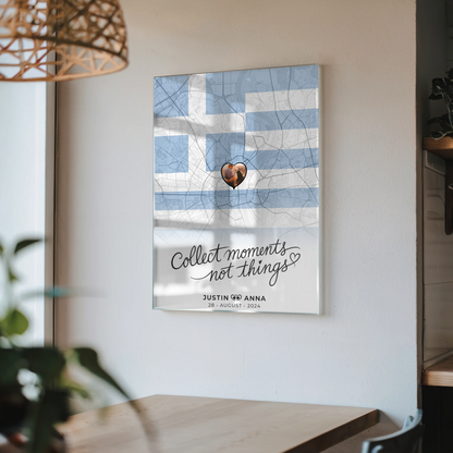 Personalisiertes Acrylglas Bild Paare Stadtkarte Griechenland Foto Map Marker