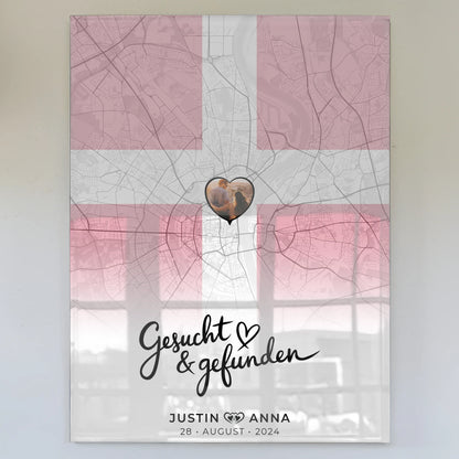 Personalisiertes Acrylglas Bild Paare Stadtkarte Dänemark Urlaub