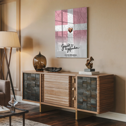 Personalisiertes Acrylglas Bild Paare Stadtkarte Dänemark Urlaub