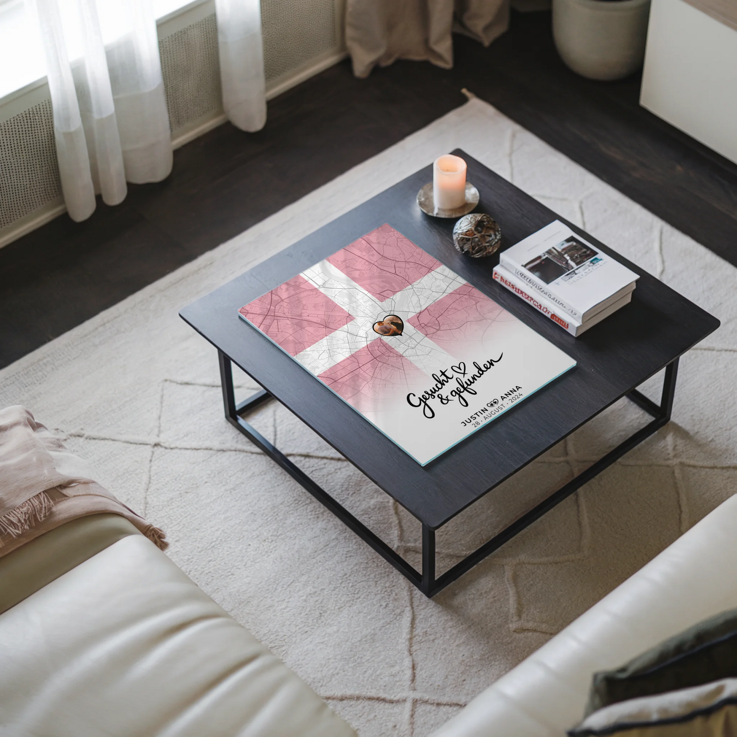 Personalisiertes Acrylglas Bild Paare Stadtkarte Dänemark Urlaub