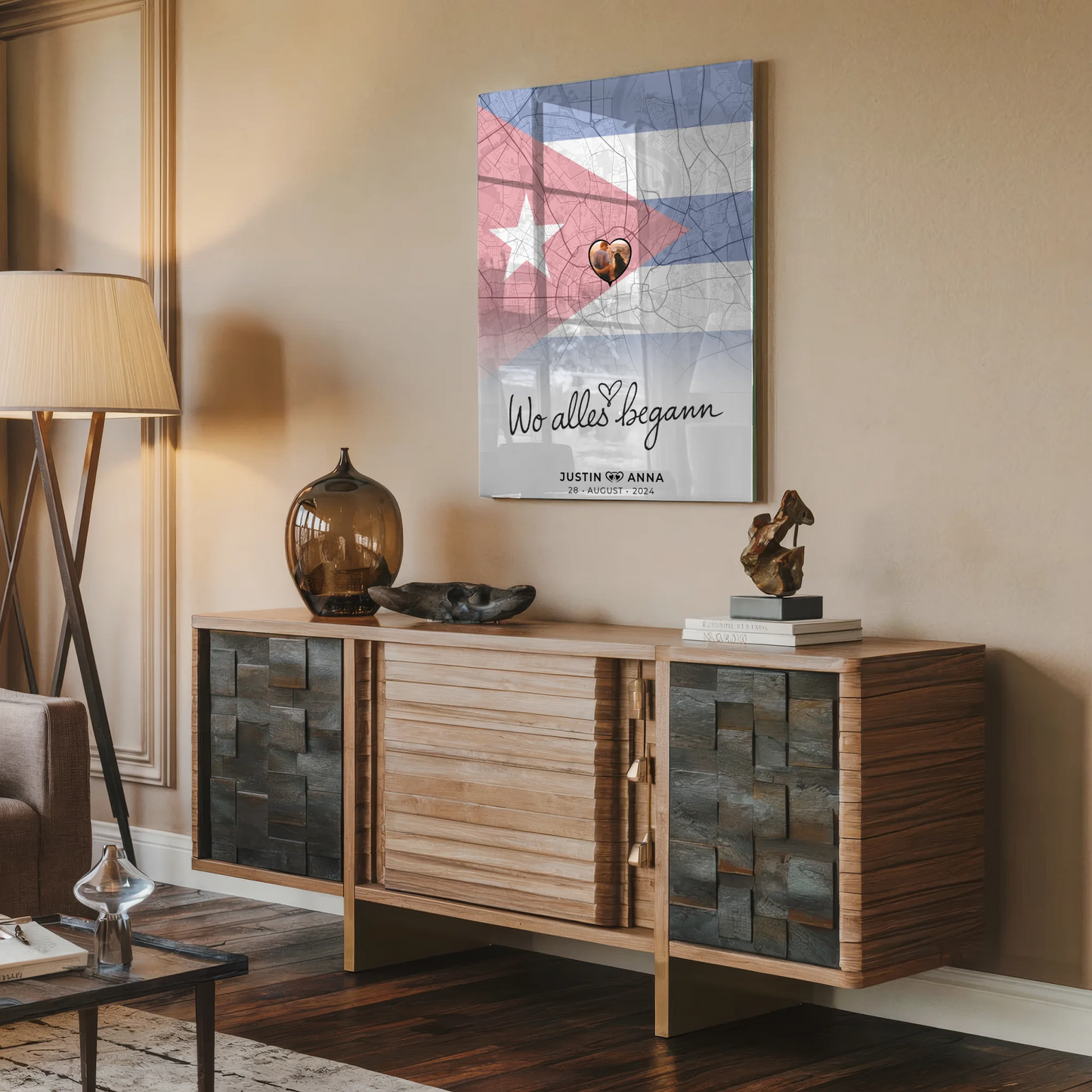 Personalisiertes Acrylglas Bild Stadtkarte Cuba Wo Alles Begann