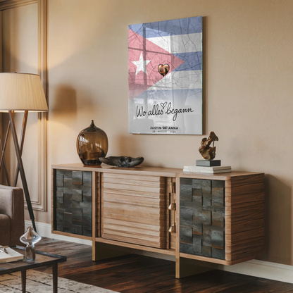 Personalisiertes Acrylglas Bild Stadtkarte Cuba Wo Alles Begann