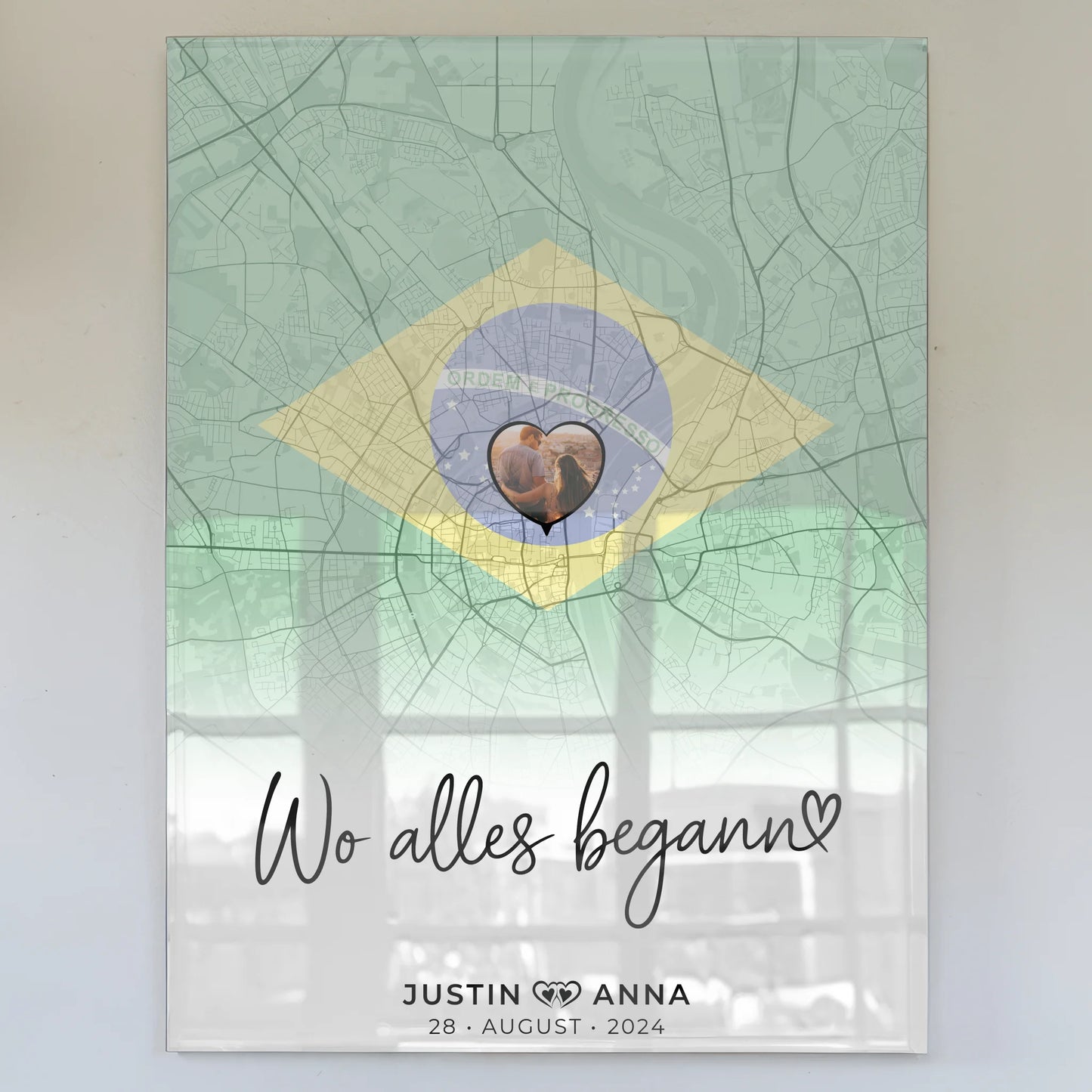 Personalisiertes Acrylglas Bild Paare Stadtkarte Brasilien Wo Alles Begann