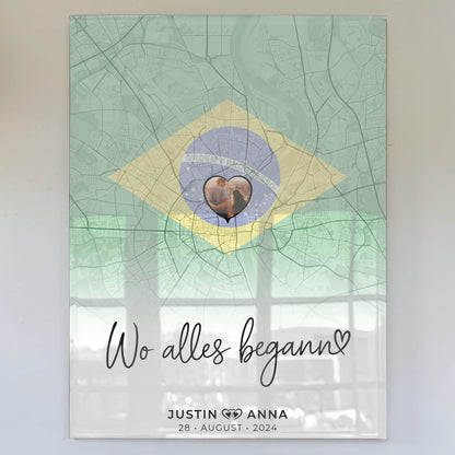 Personalisiertes Acrylglas Bild Paare Stadtkarte Brasilien Wo Alles Begann