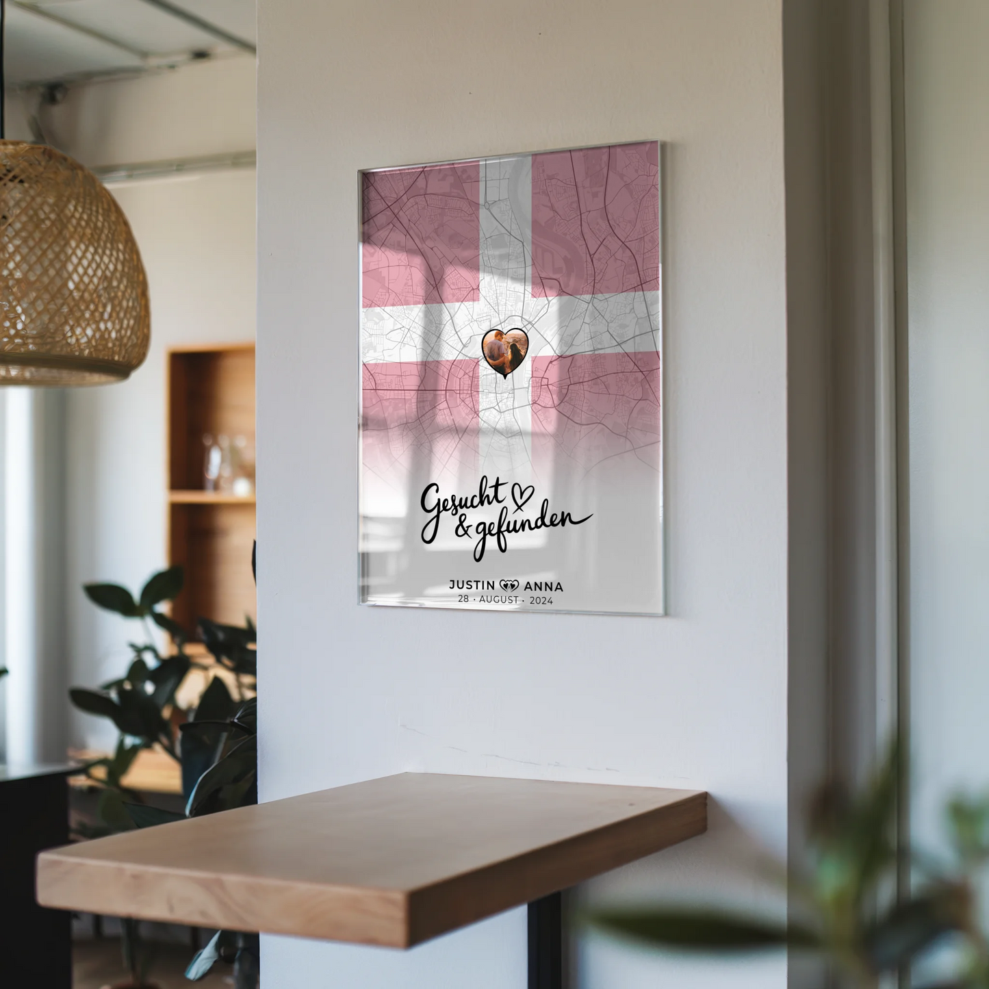 Personalisiertes Acrylglas Bild Paare Stadtkarte Dänemark Urlaub