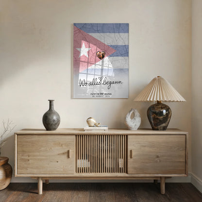 Personalisiertes Acrylglas Bild Stadtkarte Cuba Wo Alles Begann