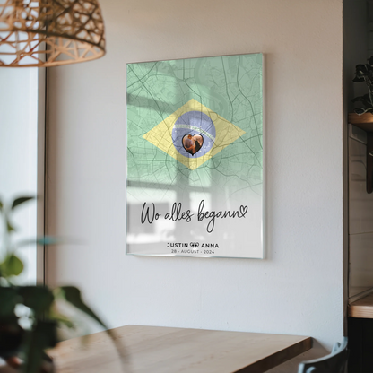 Personalisiertes Acrylglas Bild Paare Stadtkarte Brasilien Wo Alles Begann