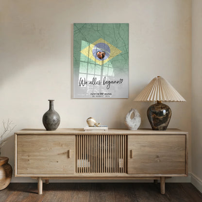 Personalisiertes Acrylglas Bild Paare Stadtkarte Brasilien Wo Alles Begann