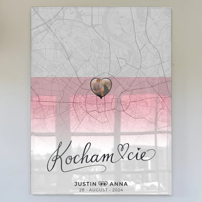 Personalisiertes Acrylglas Bild Paare Stadtkarte Polen Kocham Cie Foto
