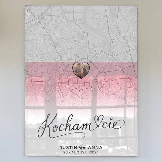 Personalisiertes Acrylglas Bild Paare Stadtkarte Polen Kocham Cie Foto