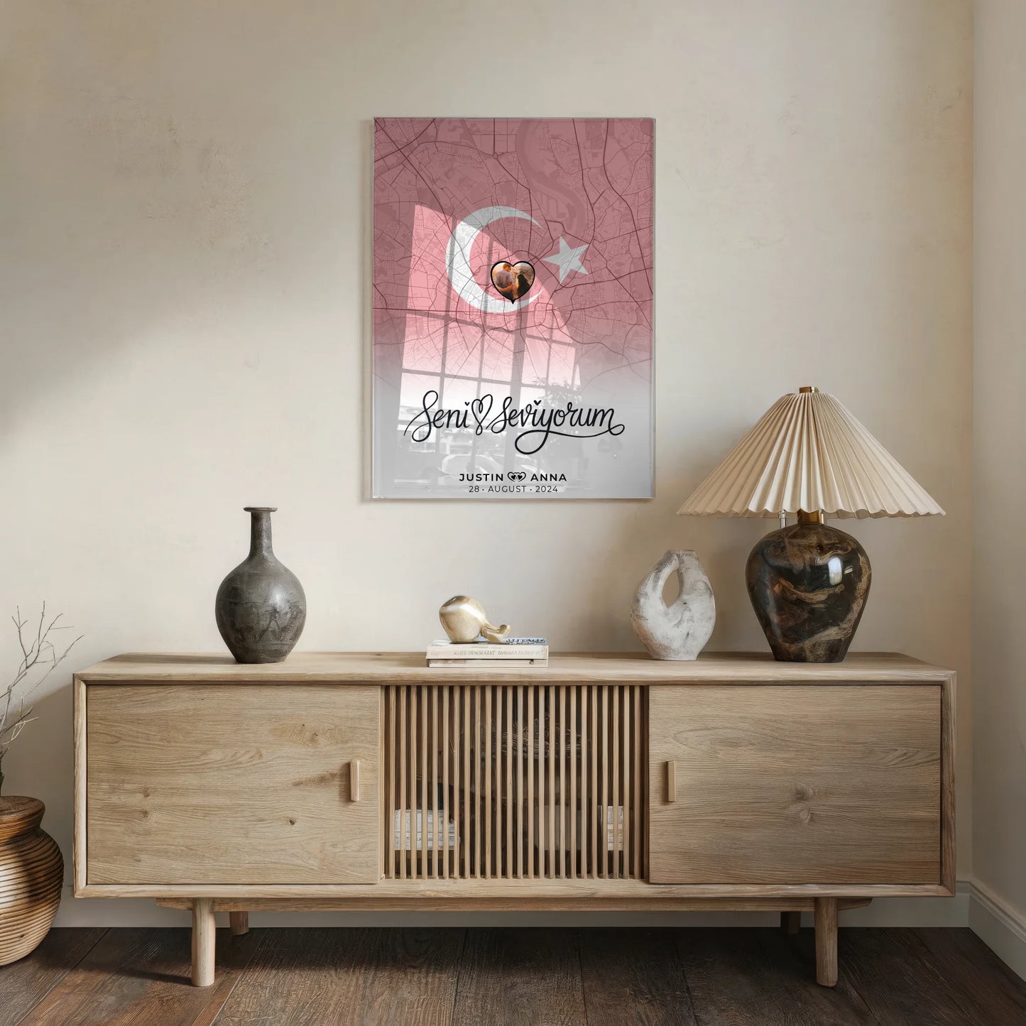 Personalisiertes Acrylglas Bild Paare Stadtkarte Türkei Seni Seviyorum