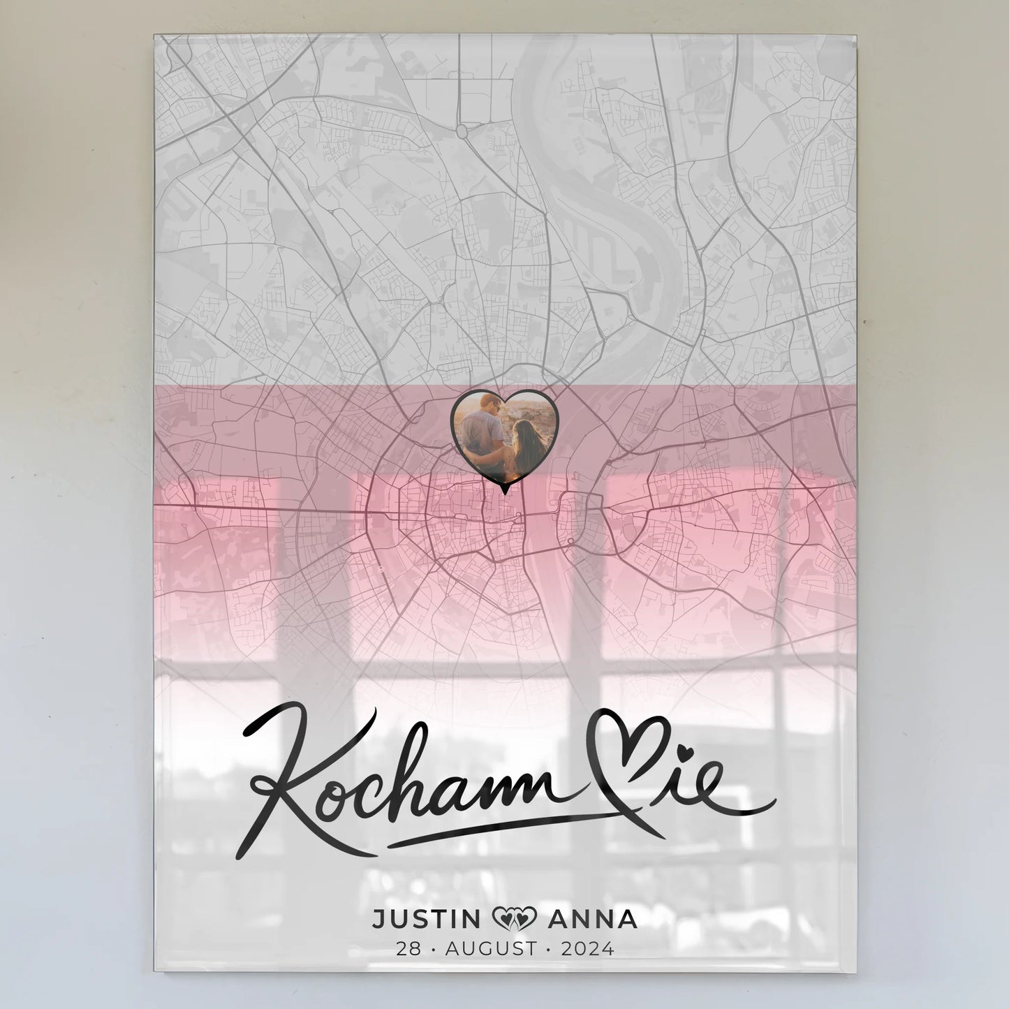 Personalisiertes Acrylglas Bild Paare Stadtkarte Polen Kocham Cie