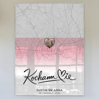 Personalisiertes Acrylglas Bild Paare Stadtkarte Polen Kocham Cie