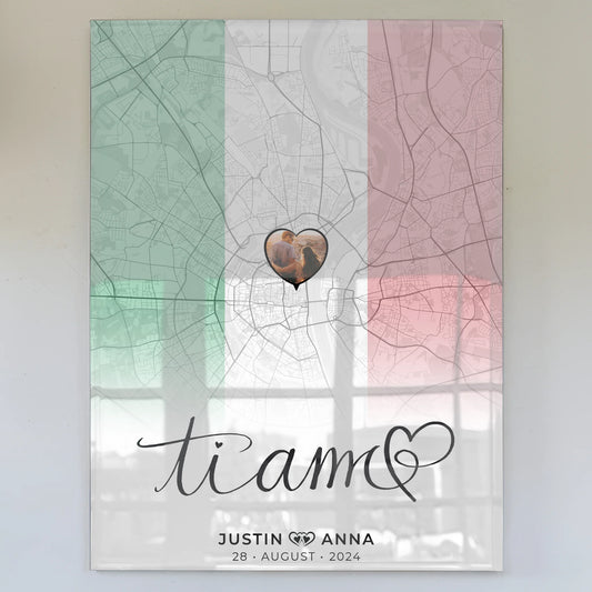 Personalisiertes Acrylglas Bild Paare Stadtkarte Italien Ti Amo