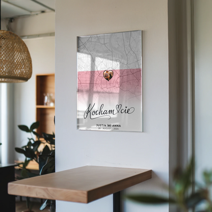 Personalisiertes Acrylglas Bild Paare Stadtkarte Polen Kocham Cie Foto