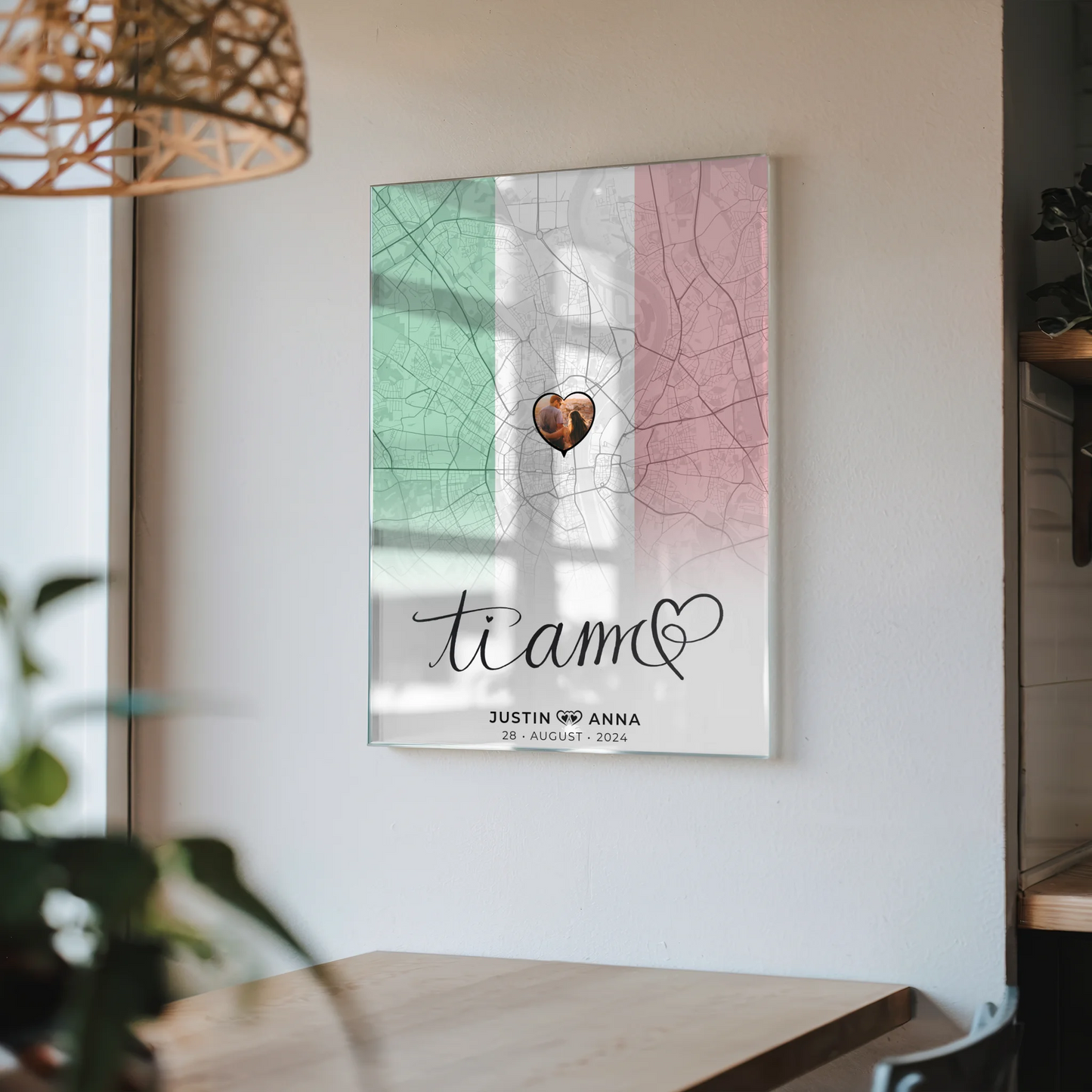 Personalisiertes Acrylglas Bild Paare Stadtkarte Italien Ti Amo