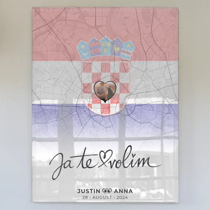 Personalisiertes Acrylglas Bild Paare Stadtkarte Kroatien Ja Te Volim