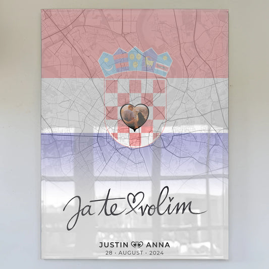 Personalisiertes Acrylglas Bild Paare Stadtkarte Kroatien Ja Te Volim