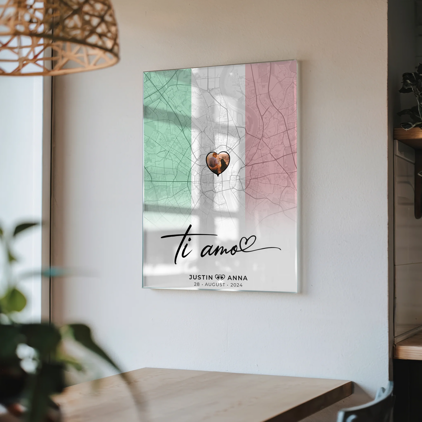 Personalisiertes Acrylglas Bild Paare Stadtkarte Italien Ti Amo Foto Map Marker