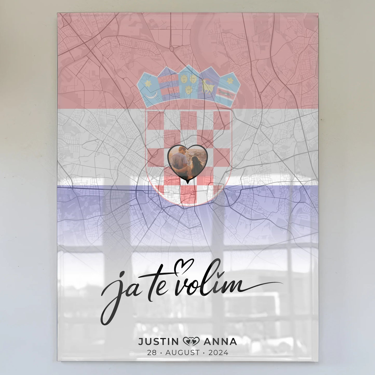 Personalisiertes Acrylglas Bild Stadtkarte Kroatien Paare Foto