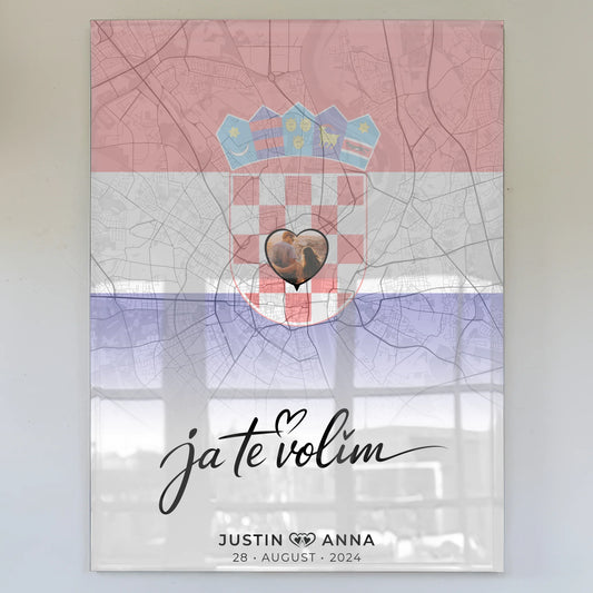 Personalisiertes Acrylglas Bild Stadtkarte Kroatien Paare Foto