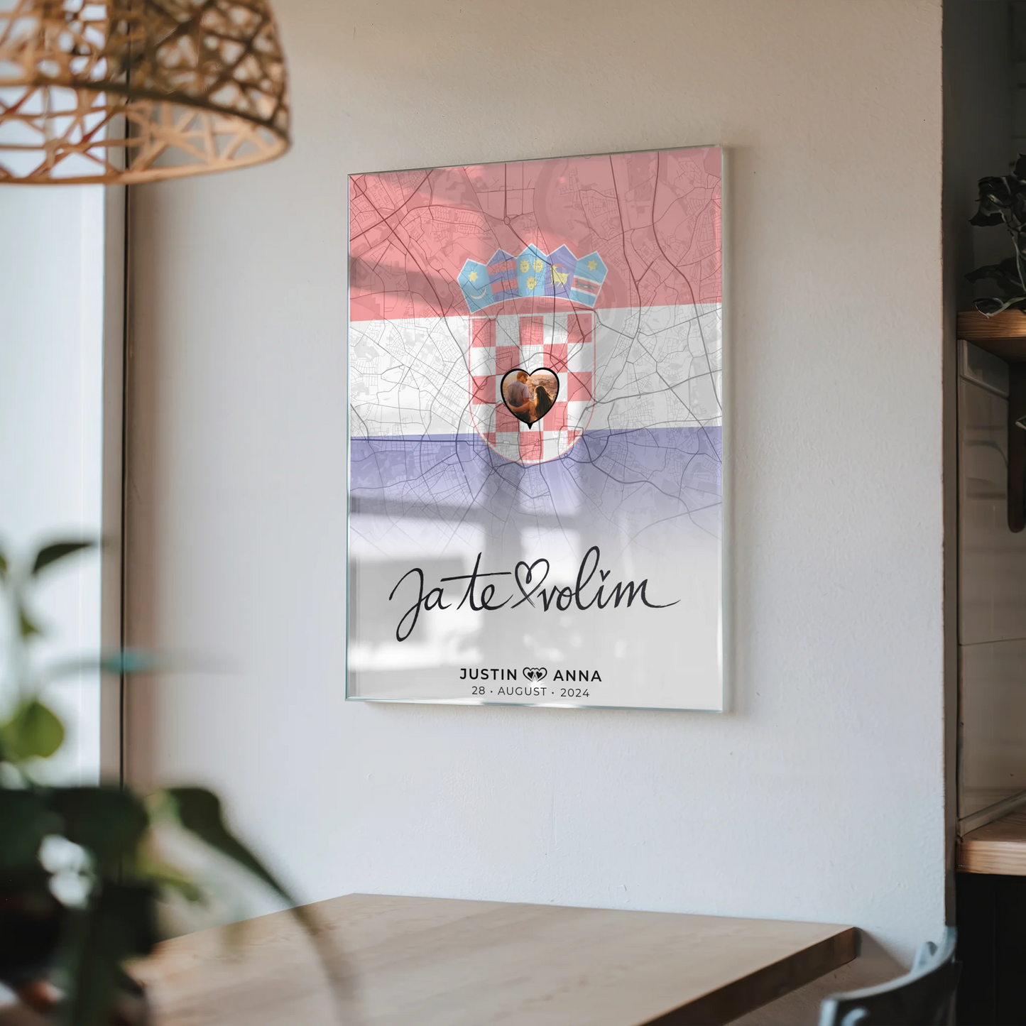 Personalisiertes Acrylglas Bild Paare Stadtkarte Kroatien Ja Te Volim