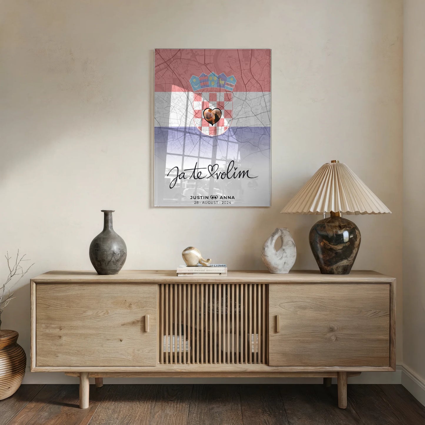 Personalisiertes Acrylglas Bild Paare Stadtkarte Kroatien Ja Te Volim