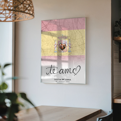 Personalisiertes Acrylglas Bild Paare Stadtkarte Spanien Te Amo Foto Map Marker