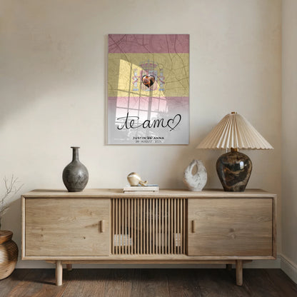 Personalisiertes Acrylglas Bild Paare Stadtkarte Spanien Te Amo Foto Map Marker