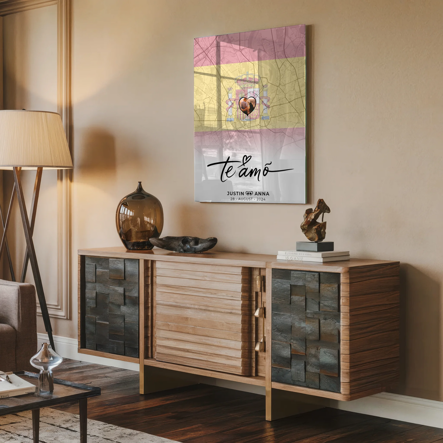 Personalisiertes Acrylglas Bild Paare Stadtkarte Spanien Te Amo