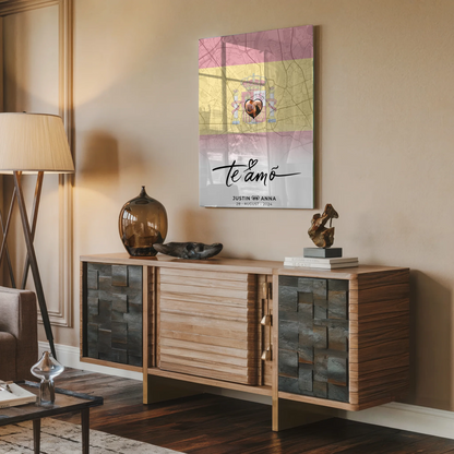 Personalisiertes Acrylglas Bild Paare Stadtkarte Spanien Te Amo