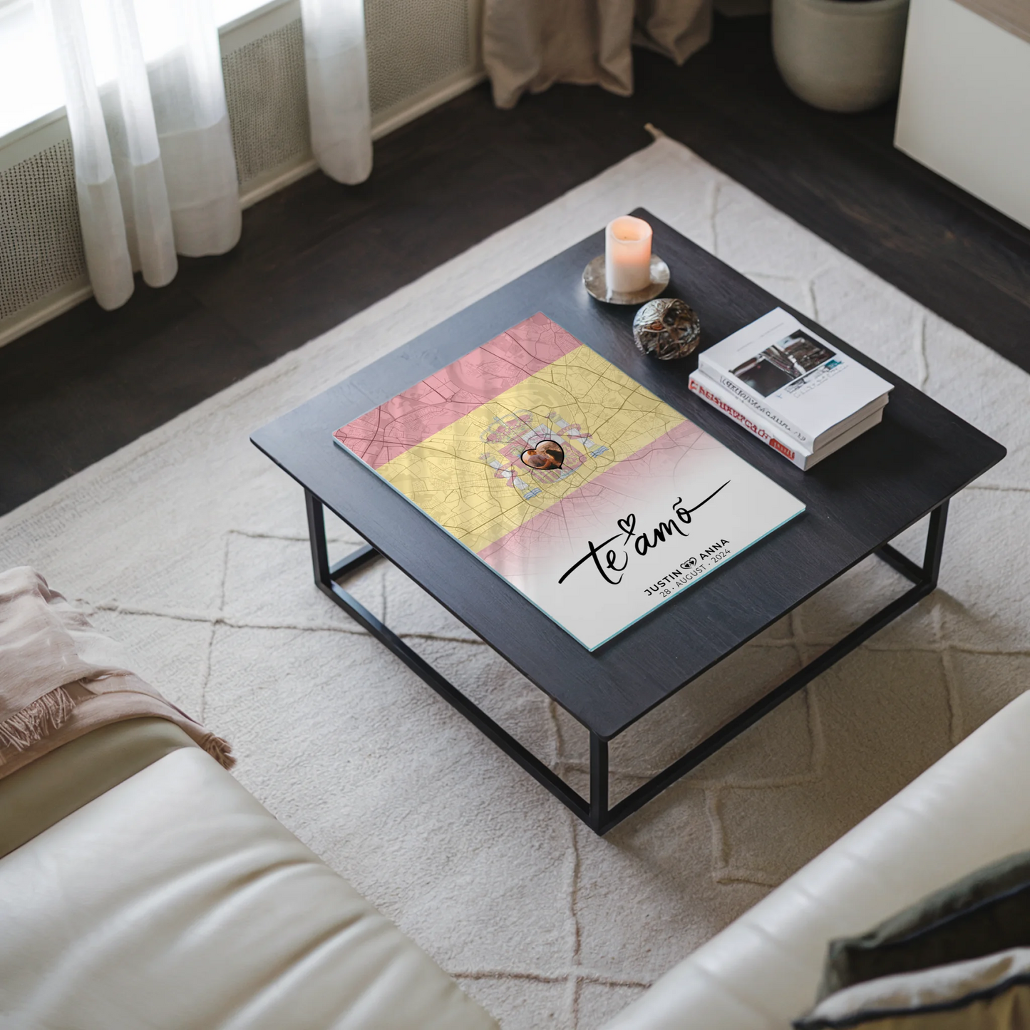 Personalisiertes Acrylglas Bild Paare Stadtkarte Spanien Te Amo