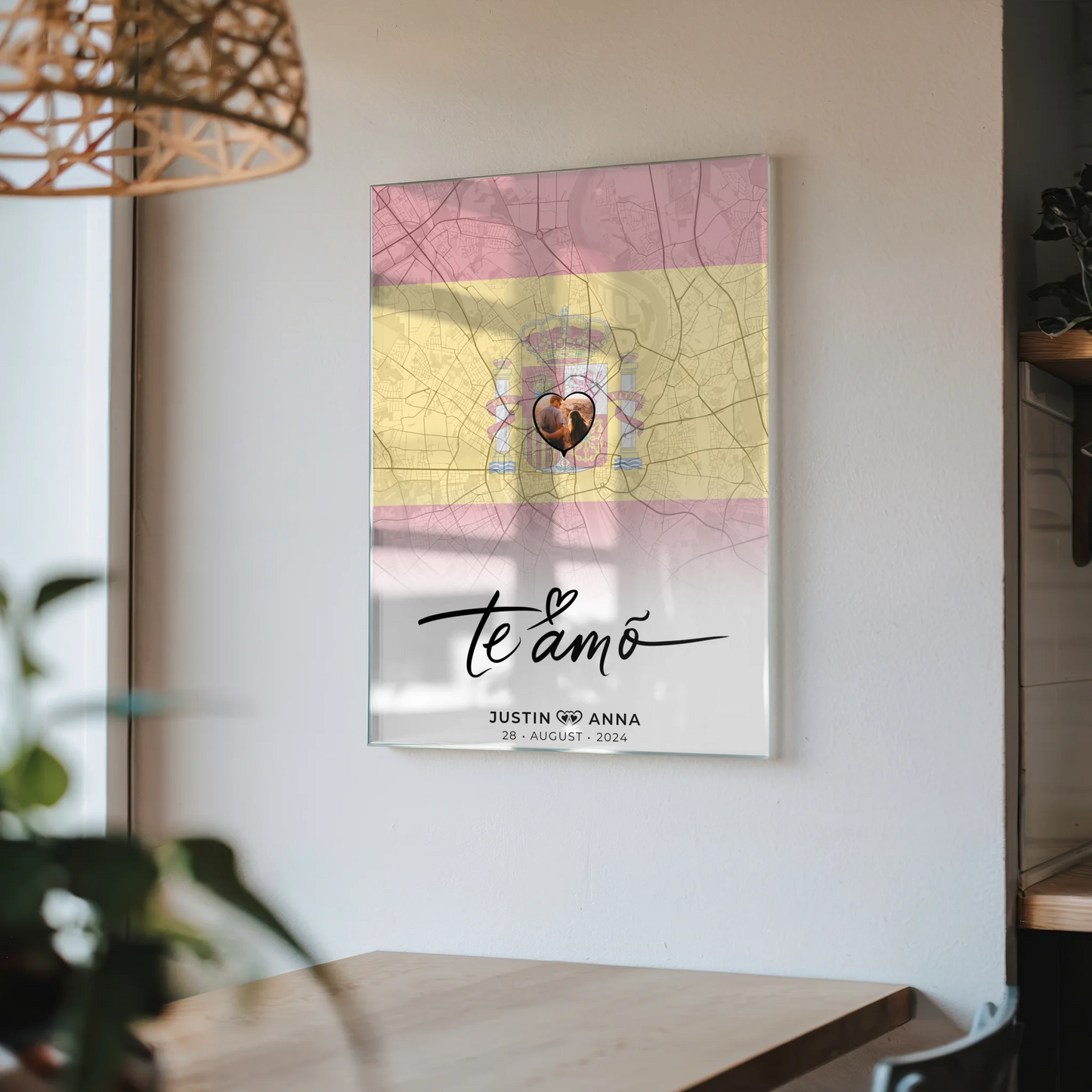 Personalisiertes Acrylglas Bild Paare Stadtkarte Spanien Te Amo